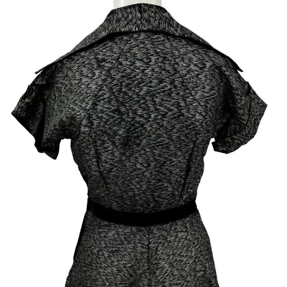 Vintage 50s Pinup Metallic Fit & Flare Dress Size S? Silver Black Party A-line - Picture 2 of 11